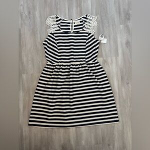 Maison Jules Navy and Cream Striped Dress NWT size large